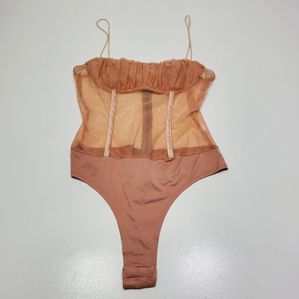 Misspap Women Corset Bodyuit‎ 10 nude paneled underwire thong one piece